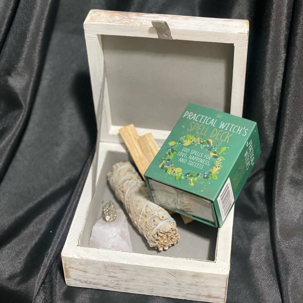 Gift Box w/ crystals & Practical Witch's Spell Deck for Love Happiness & Success